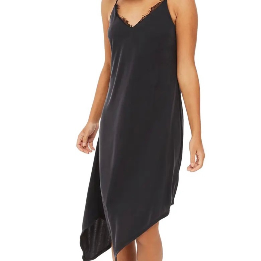 Topshop Black Asymmetrical Slipdress EUC Size 6